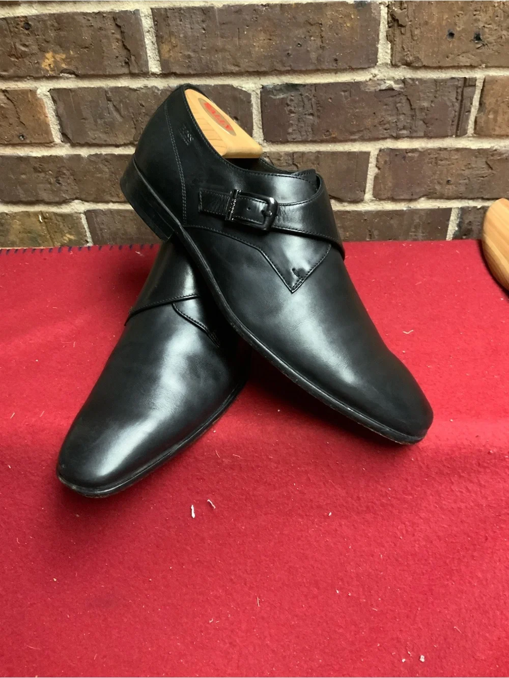 Men's Black Leather Single Monk Strap Dress Shoe